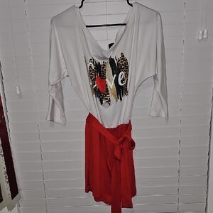 White and Red Love Romper